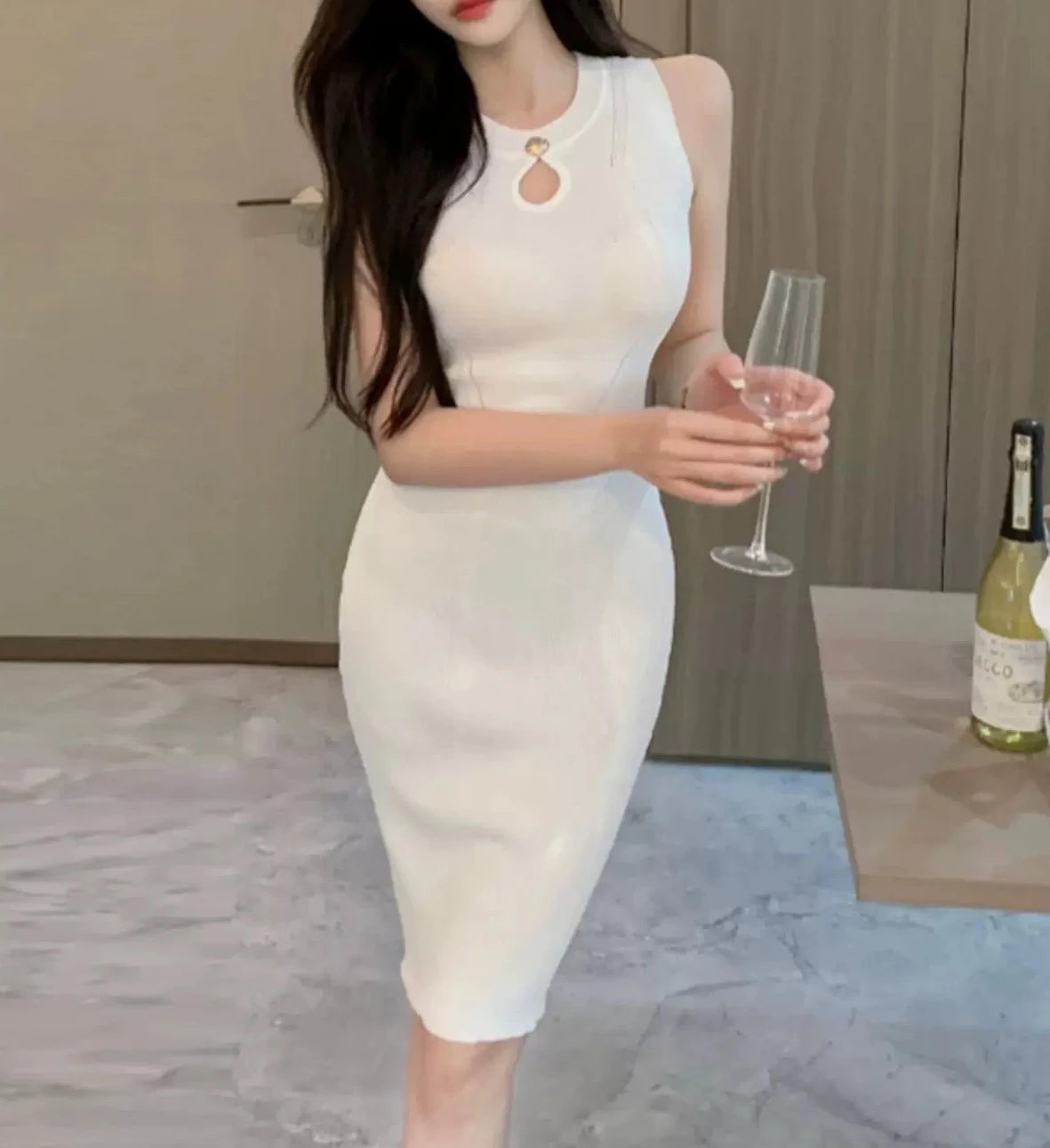 Sexy off-shoulder knitted dress