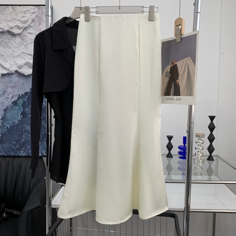 Elegant French satin midi skirt