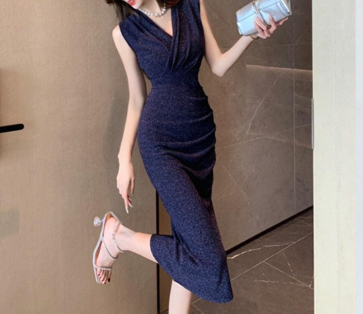 Bright banquet evening dress, gentle style, sexy temperament, slim fit